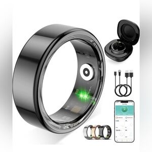 Smart Ring Black - Advanced Fitness Tracker-Size:#10